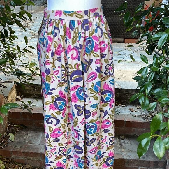 VINTAGE HAND TAILORED PAISLEY BOHO FLORAL MOTIF MAXI LENGTH SKIRT SMALL - Picture 9 of 15